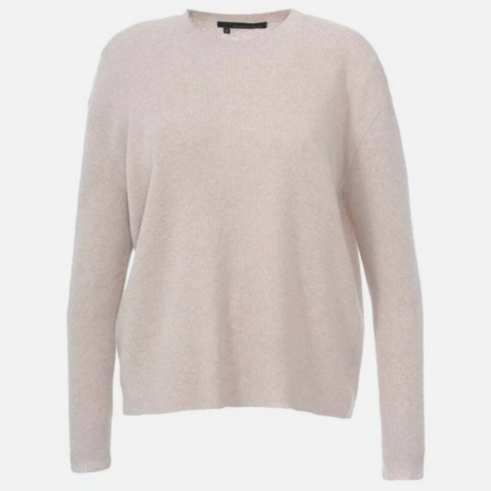 NWT 360 Cashmere Cynthia Ribbed Knit Crew Neck Cashmere Sweater Rose XS,S,M $288 - Picture 3 of 10
